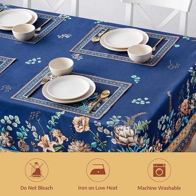 Maison d' Hermine Premium Table Cloth Rectangle Table 100% Combed Cotton 120 x 70 Inches Tablecloth Reusable Decorative for Dining Room, Farmhouse, Home, Party, Festive & Wedding - Artichoke