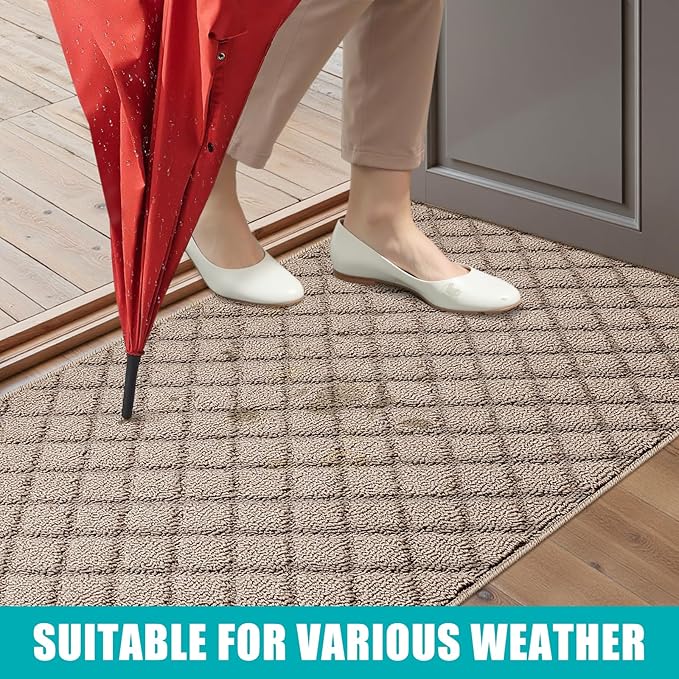 Azadx 2'x3' Front Entryway Door Mat Non Slip Indoor Door mats Washable Entry Mats Welcome Doormat Dirt Trapper for House Entry Low Profile Doormat Indoor Entrance Mat