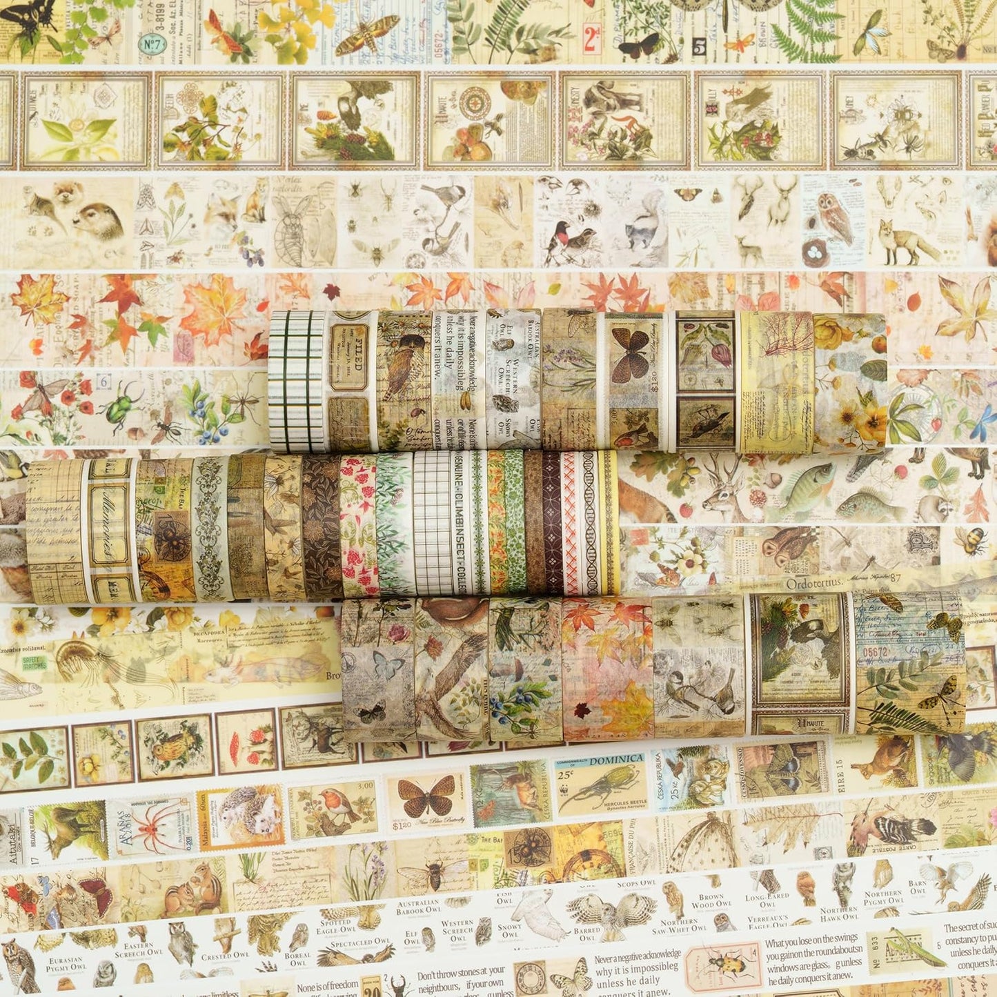 36 Rolls Vintage Washi Tape Pack Retro Arts Adhesive Tapes Wide Chronicle Decorative Masking Tape Sets for Craft, Kids, Scrapbook, DIY, Gift Wrapping (Soul Songs)