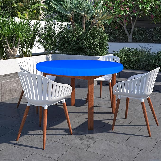 Covers & All Round Table Top Cover, 18 Oz Heavy Duty Waterproof UV & Weather Resistant Patio Table Cover, Outdoor Table Cover for Patio Outdoor Furniture & Coffee Table (48" Diameter x 4”H, Blue)