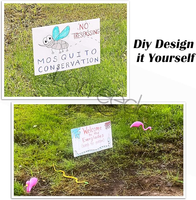 Blank Yard Lawn Signs, 4 Pack 18 x 12 Inches White Plastic For Happy Birthday,Garage Sale, Rent, Guidepost Decorations, Blank Lawn Signs With Stakes