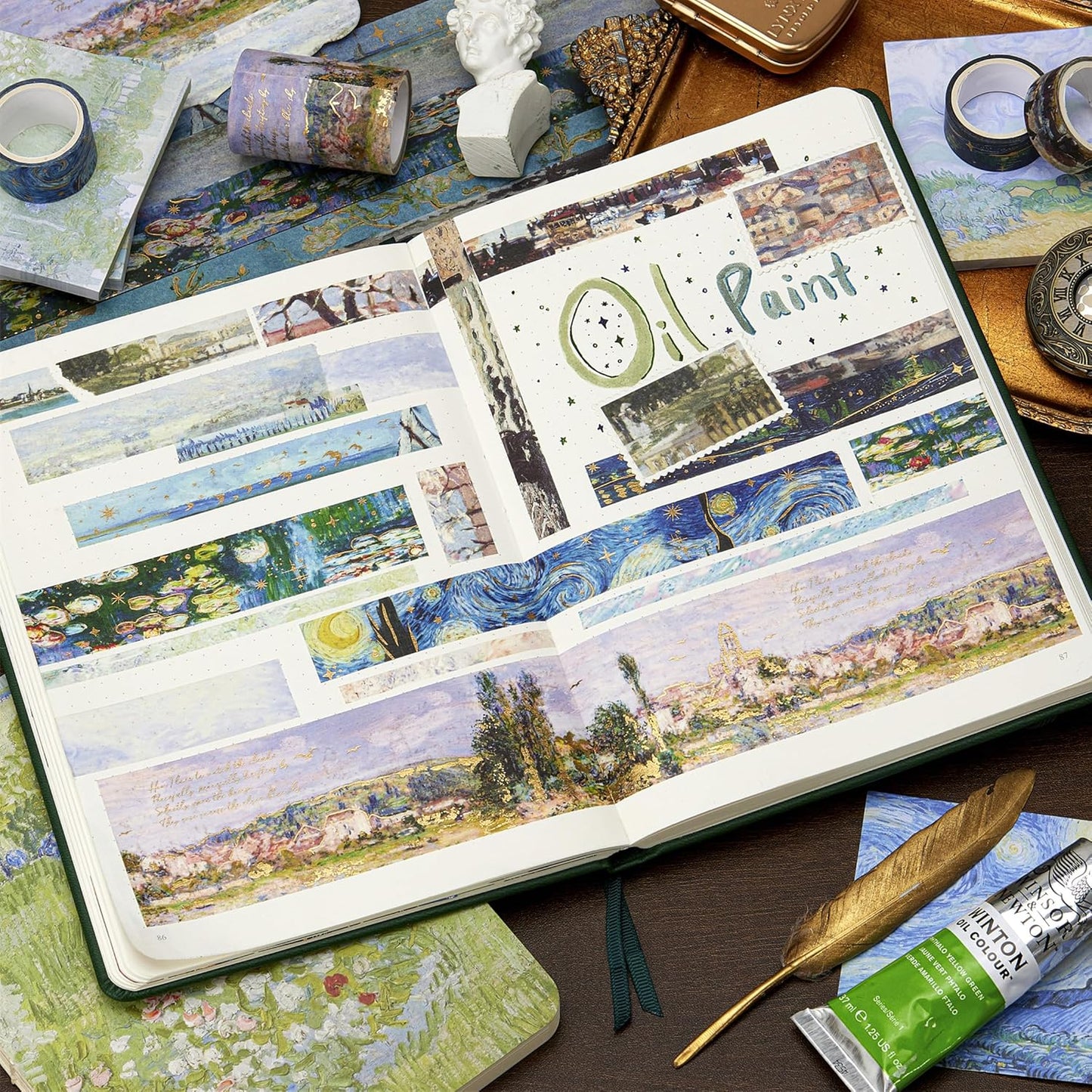 YUBX Landscape Washi Tape Set in Oil Painting Style 24 Rolls Scenery Drawing Masking Graphic Decorative Tapes for Arts, DIY Crafts, Journals, Planners, Scrapbook, Wrapping