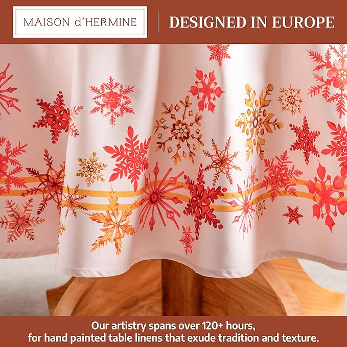 Maison d' Hermine Table Cloth Round Table 100% Cotton 69 Inches Fall Tablecloth Reusable Everyday Use for Thanksgiving Christmas Decorations Dining Farmhouse Party (Crystal Star)