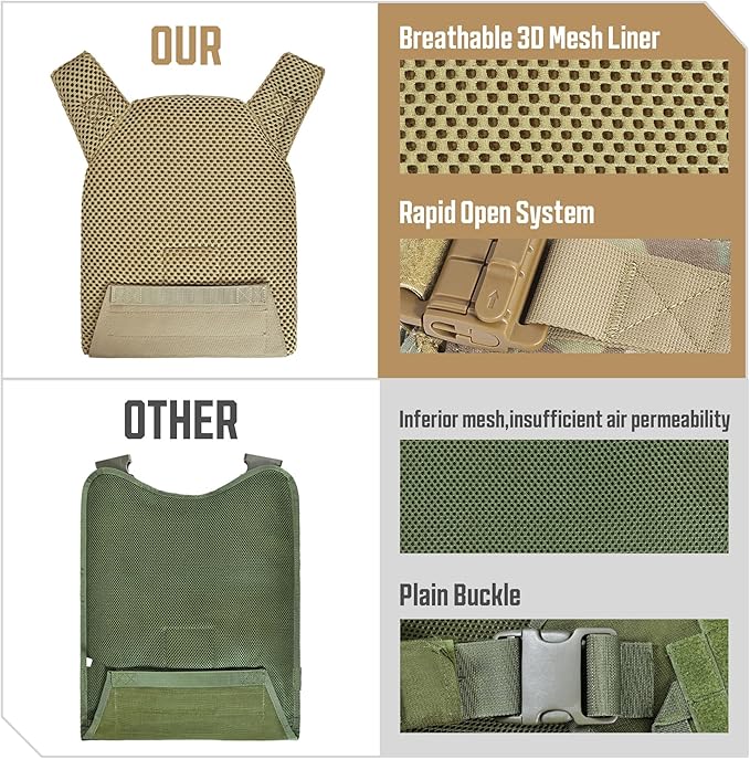 GFIRE Tactical Vest - Airsoft Lightweight Modular 3D Breathable Quick Release Vest, Adjustable Tactical Gear for Training