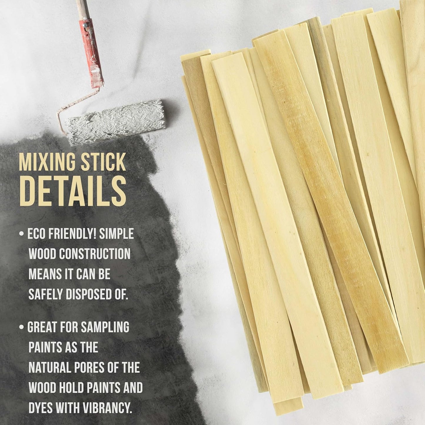 Custom Shop Craft and Paint Sticks - (Pack of 500 Sticks) 12" Inch Premium Grade Wood Stirrers/Paddles - Use for Wood Crafts -to Mix Epoxy Resin or Paint -Garden Sign Posts