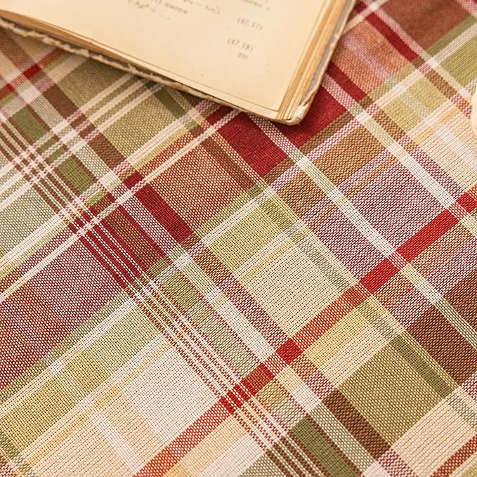 Beige Plaid Christmas Table Runner, Winter Holiday Table Runners 72 inches Long Xmas Decorations Indoor Outdoor Farmhouse Home Kitchen Dining Party Decor