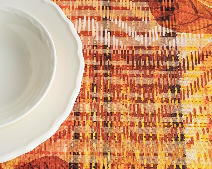 Maison d' Hermine Table Cloth Rectangle Table 100% Cotton 70 x 108 Inches Fall Tablecloth Reusable Everyday Use for Thanksgiving Christmas Decorations Dining Farmhouse Party (Thanksgiving Tartan)