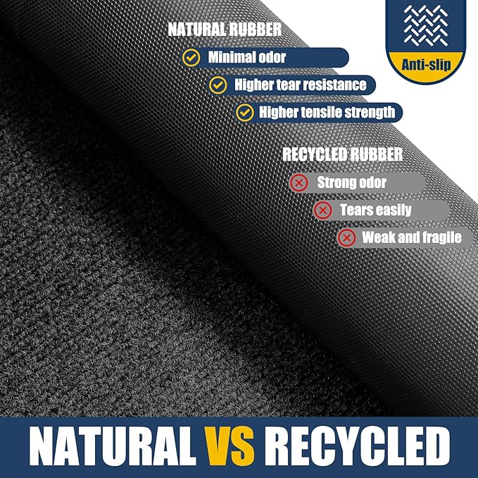 Large Front Door Mat Outside Entrance Indoor Doormat, 47" x 30" Outdoor Mats For Patio Waterproof, Outdoor Door Mats For Outside Entry, Indoor Rugs for Entryway, Sturdy Natural Rubber Entry Mat, Black