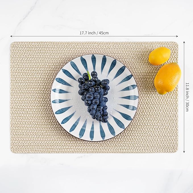 POLYTE Indoor/Outdoor Washable Woven Vinyl Table Dining Placemats, Set of 4
