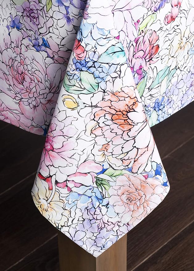 Maison d' Hermine Table Cloth Rectangle Table 100% Cotton 60 x 120 Inches Tablecloth Reusable Decorative for Dining Room, Farmhouse, Home, Party, Festive & Wedding Spring Summer - Floral Love