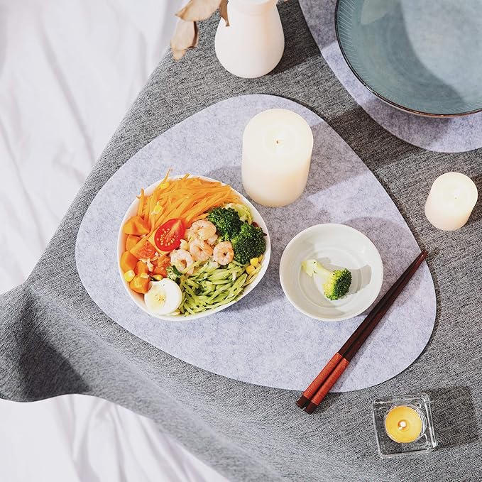 Chillify Table Coaster Set of 6 | Non-Slip, Heat-Resistant, Washable Placemats | Suitable for Outdoor Use | Light Gray, Oval