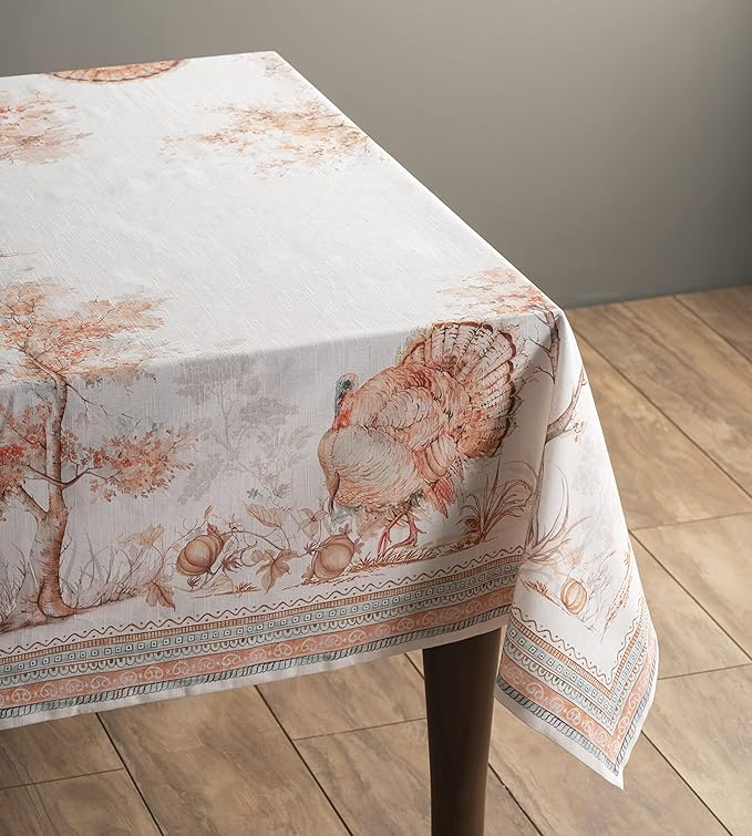 Maison d' Hermine Table Cloth Rectangle Table 100% Cotton 60 x 108 Inches Fall Tablecloth Reusable Everyday Use for Thanksgiving Christmas Decorations Dining Farmhouse Party (Giving Thanks)