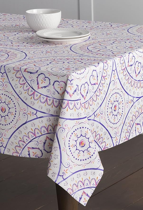 Maison d' Hermine Table Cloth Square Table 100% Cotton 54 x 54 Inches Tablecloth Reusable Decorative Everyday Use for Dining Room, Farmhouse, Home, Party, Festive & Wedding Spring Summer - Mandala