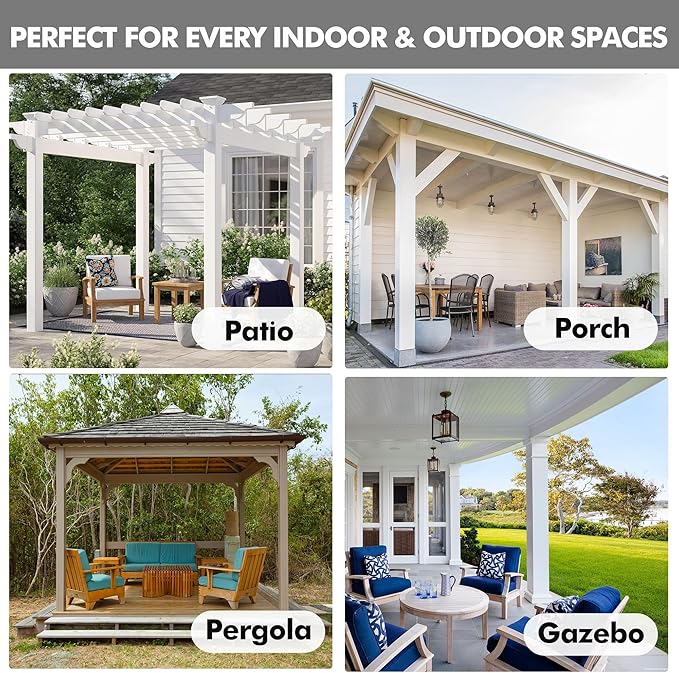 HolidayIdeas 4 Panels Outdoor Curtains for Patio Waterproof-Cream Outside Linen Weatherproof Privacy Curtains 54"x84"-Outside/Indoor Curtains Weighted for Living Room, Pergola, Porch, Cabana, Gazebo