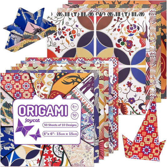 Ethnic Patterns Origami Paper - 50 Sheets 6x6 Inches - Double-Sided Traditional Cultural Art Colored Folding Paper for Adults, Artists & Kids - Ideal for Scrapbooking, Card Making and DIY Crafts
