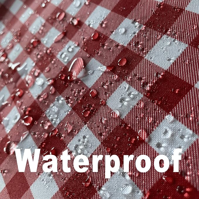Waterproof Plaid Tablecloth Fabric - Square 58x58 Inch Classic Gingham Checker Table Cloth for Indoor/Outdoor Use - Buffalo Table Cover for Picnics, BBQs, and Parties