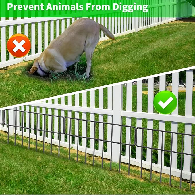 30Ft(L) X 13Inch(H) Animal Barrier Fence - 21 Pack Garden Fence Animal Barrier Garden Border, Rustproof Metal Fencing Panels, No Dig Fence Panels Defense for Dogs, Rabbits, Outdoor Patio