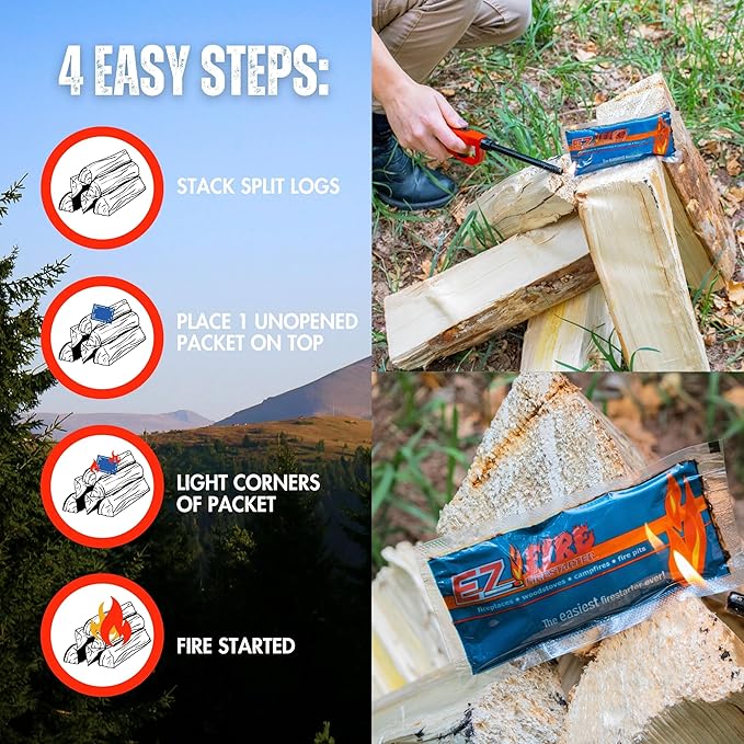 – All-Natural Fire Starters for Campfires, Fire Pits, BBQs & Fireplaces – Long Burning, Weather-Resistant, Non-Toxic & Easy to Light | 50 Pack