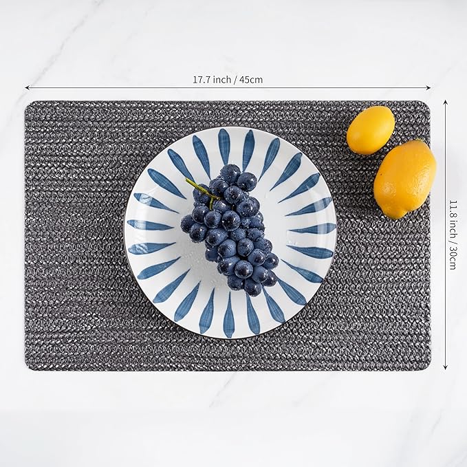 POLYTE Indoor/Outdoor Washable Woven Vinyl Table Dining Placemats, Set of 4