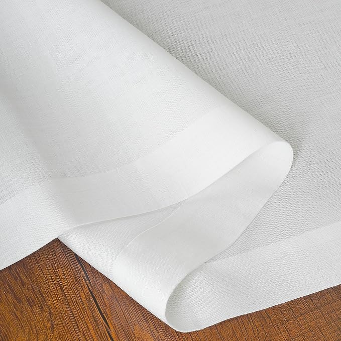 D'Moksha Homes Linen White Table Runner 60 Inches - 100% Pure Linen Table Runner 14 x 60 Inch for Coffee Tables, Dresser, Valentines, Holiday - Machine Washable