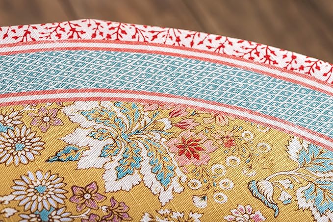 Maison d' Hermine Table Cloth Round Table 100% Cotton 63 Inches Tablecloth Reusable Decorative Everyday Use for Dining Room, Farmhouse, Home, Party, Festive & Wedding Spring Summer - Marquise