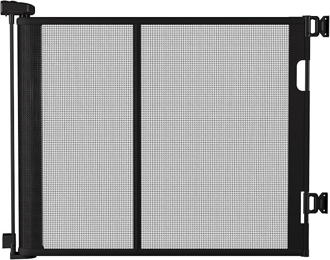 120 inches Extra Wide Baby Gate, 34 inches Tall Retractable Pet Gate for Large Openings, Hallways, Room Dividers, Mesh Safety Barrier for Indoor Outdoor Use, Black