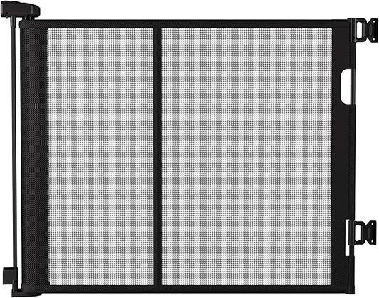 55 inches Retractable Baby Gate, 34 inches Tall Extra Wide Pet Gate for Stairs, Hallways and Doorways, Indoor Outdoor Safety Gate for Toddlers & Small Dogs, Black