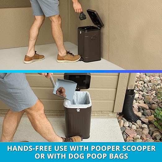 Dog Poop Trash Can Outside - Outdoor Dog Waste Trash Can with Lid - Odor Proof Waste Station Container for Backyard - 12L/3.2Gal (Mulch)