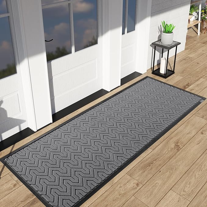 Yimobra 72x24 Indoor Outdoor Runner Rug, Heavy-Duty Entrance Mat for High Traffic Areas, Commercial Grade Welcome Door Mat, Easy Clean Grey