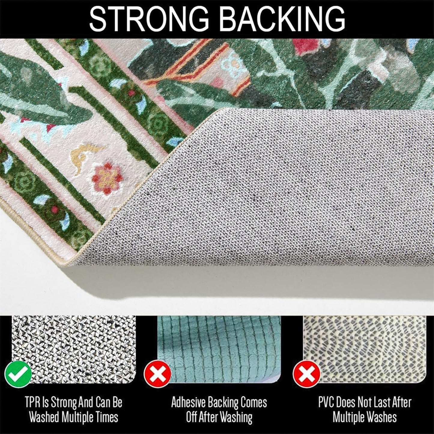 Oriental Tropical Washable Rugs, Greyish Green Boho Vintage Distressed Hippie 4x6 Area Rugs for Living Room Bedroom Kitchen Entryway Dorm, Abstract Botanical Animal Tribal Accent Carpet