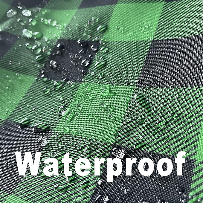 Waterproof Plaid Tablecloth Fabric - Square 58x58 Inch Classic Gingham Checker St Patrick's Day Table Cloth for Indoor/Outdoor Use - Tabletop Cover for Christmas Day, BBQs, and Parties