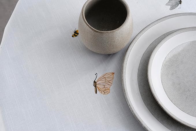 Maison d' Hermine Table Cloth Round Table 100% Cotton 63 Inches Tablecloth Reusable Decorative Everyday Use for Dining Room, Farmhouse, Home, Party, Festive & Wedding Spring Summer - Easter Dew