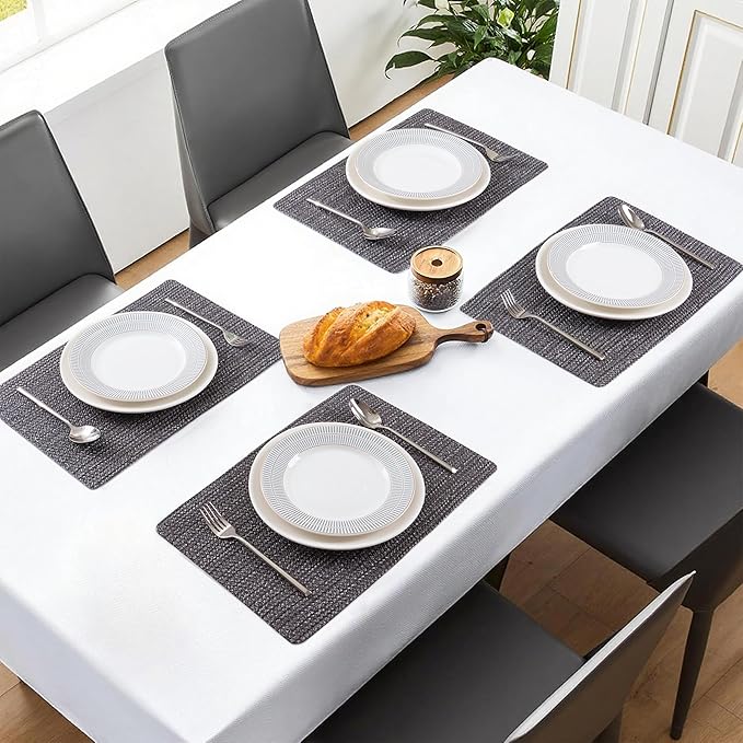 POLYTE Indoor/Outdoor Washable Woven Vinyl Table Dining Placemats, Set of 4