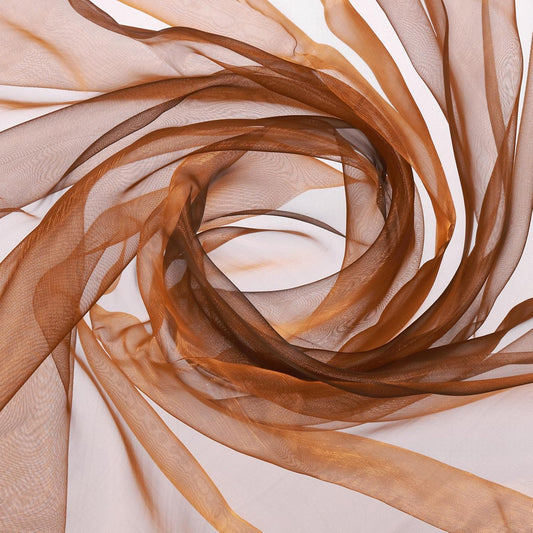 MECCANIXITY Iridescent Sheer Organza Fabric, 10 Yards x 59 Inches Solid Holographic Shiny Fabric Organza Cloth for Wedding, Curtains, Costume, Photo Background, Gradient Dark Gold