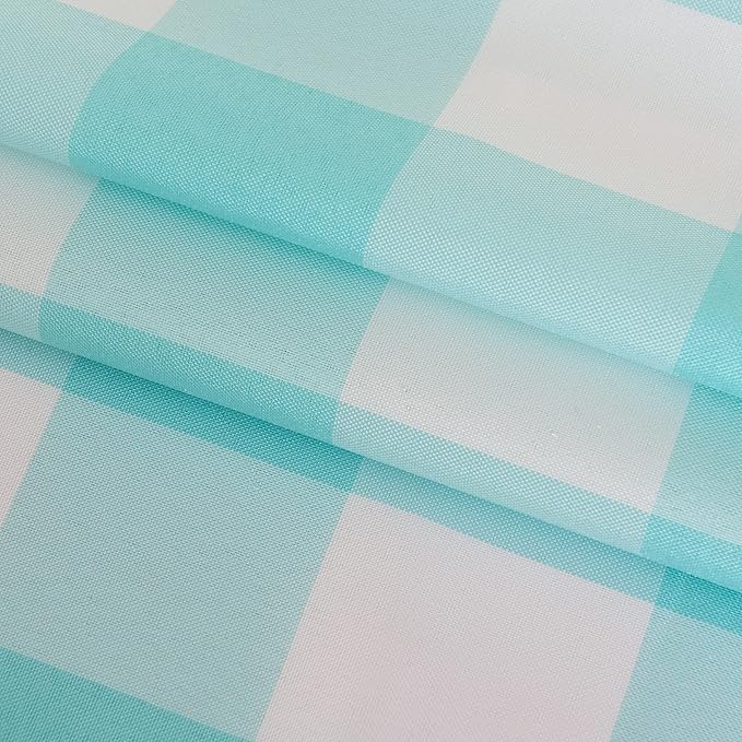 Cupuamon 2 Pack Waterproof Polyester Fabic Rectangle Checkered Tablecloth，60x84 Outdoor Table Cloth，Oil Stain Prevention Table Cloth for Pinics and Parties（Aqua and White）