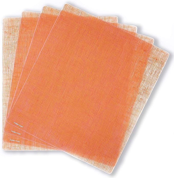 modern-twist 14 x 16 Silicone Placemat, BPA, PVC-Free Table Mat, Dishwasher Safe, Linen Print in Tangerine, Pack of 1