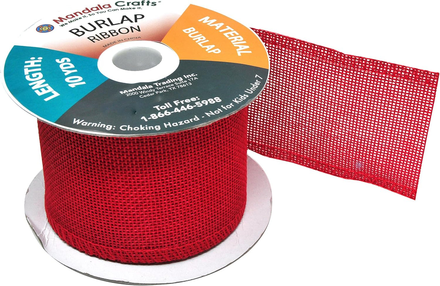 Mandala Crafts Red Burlap Ribbon 2.5 Inches Wide Jute Ribbons for Crafts - 20 Yds Roll Rustic Burlap Wrap Trim Ribbons for Wreaths Bows Wedding Party Decoration