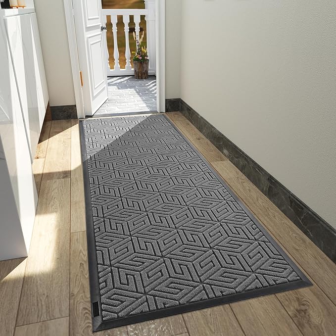 Yimobra Front Door Mat Outside Entrance, 72x24 Runner, Waterproof All-Season Weather Large Doormat, Non Slip Natural Rubber, Stain and Fade Resistant, Indoor Outdoor Mat, Easy Clean Patio, Gray