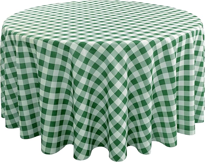 Waterproof Plaid Tablecloth Fabric - Round 120 Inch Classic Gingham Checker Table Cloth for Indoor/Outdoor Use - Buffalo Table Cover for Picnics, BBQs, and Parties