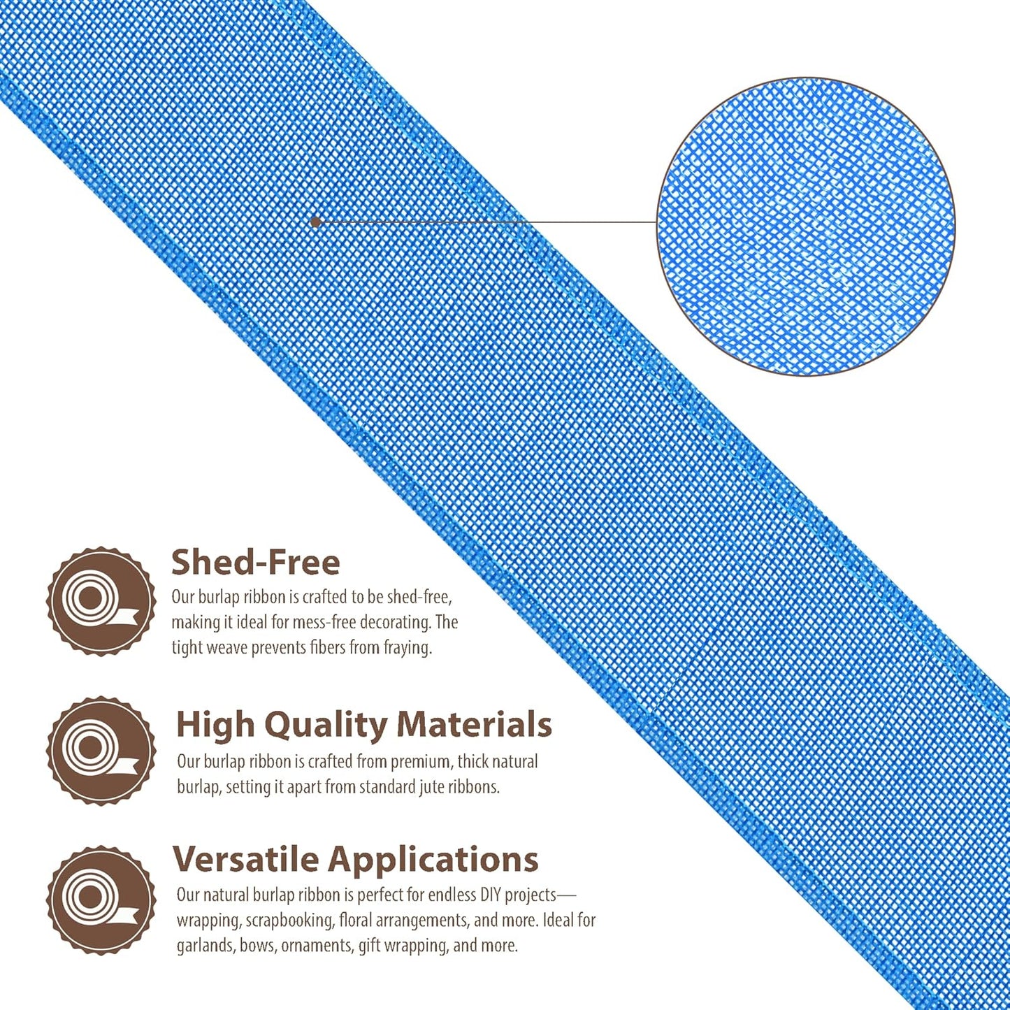 Sky Blue Burlap Ribbon 3 Inch 2 Rolls 20 Yards Unwired Rustic Jute Ribbon for Crafts, Mason Jars, Weddings, Party Decoration; by Mandala Crafts