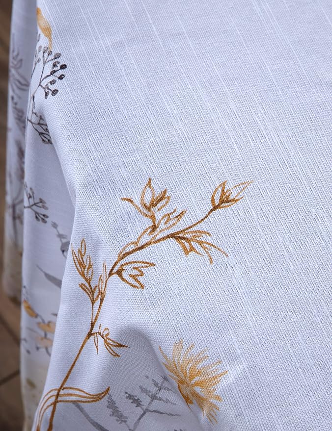 Maison d' Hermine Table Cloth Round Table 100% Cotton 69 Inches Tablecloth Reusable Decorative for Dining Room, Farmhouse, Home, Party, Festive & Wedding Spring Summer - Meadow Florals - Beige