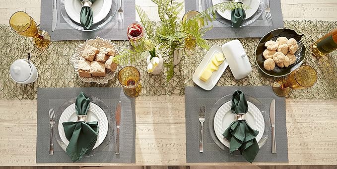 DII PVC Tabletop Collection Woven Indoor/Outdoor, Placemat Set, 13x17.25, Gray, 6 Piece