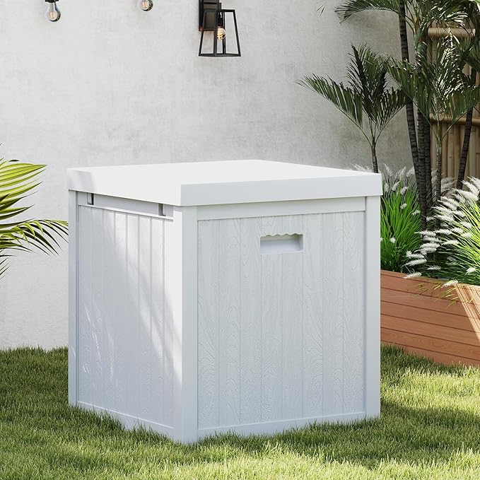 ZYJOYY 51 Gallon Resin Deck Box, Outdoor Storage Box Waterproof for Patio, Garden, Pool, and Deck, Storage Solution for Cushions, Tools, Delivery Packages, White