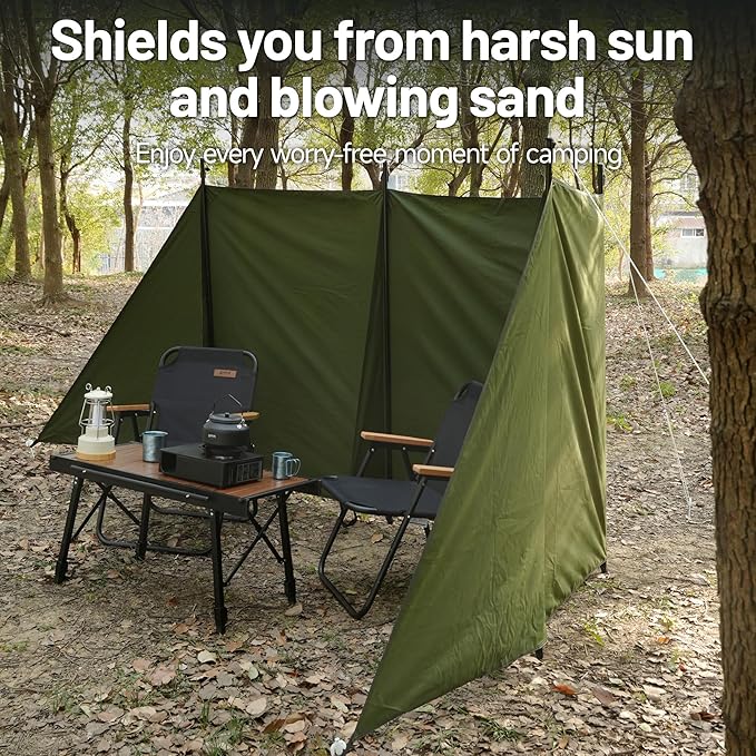 Himalaya Camping Windbreaks Privacy Fence Stove Windshield Shelter Wind Screen Windproof Multifunctional Portable Lightweight for Outdoor Camping (Deep Green)