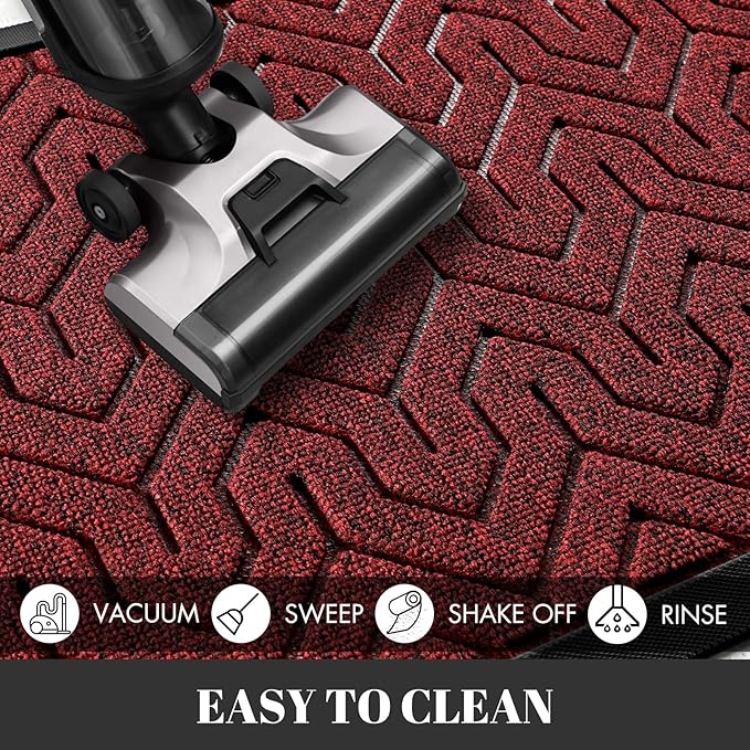 Yimobra 72x24 Indoor Outdoor Runner Rug, Heavy-Duty Entrance Mat for High Traffic Areas, Commercial Grade Welcome Door Mat, Easy Clean Black Red