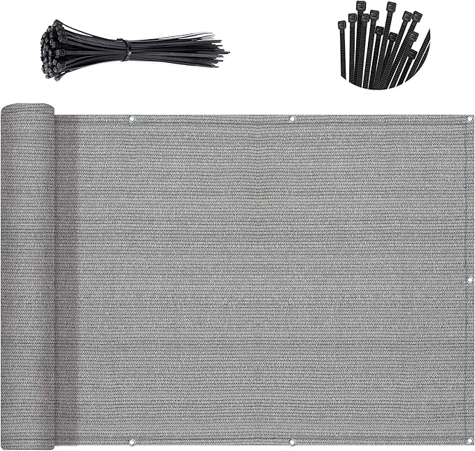 SUNNY GUARD 3'x16' Brown Grey Balcony Deck Privacy Screen Fence, Apartments Railing, Heavy Duty Wind Block Screen for Outdoor,Backyard,Patio,Porch Privacy（We Make Custom Sizes）