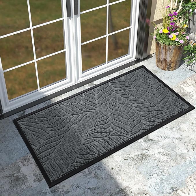 Yimobra 47x24 Large Door Mat Outdoor Indoor, All-Season Waterproof Door Mat Outside Entrance, All-Weather Non-Slip Outside Doormat for Garage Patio Entryway, Grey