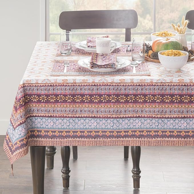 Maison d' Hermine Table Cloth Rectangle Table 100% Cotton 54 x 72 Inches Fall Tablecloth Reusable Everyday Use for Thanksgiving Christmas Decorations Dining Farmhouse Party (Fair Isle)
