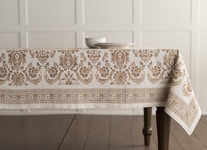 Maison d' Hermine Table Cloth Rectangle Table 100% Cotton 60 x 108 Inches Fall Tablecloth Reusable Everyday Use for Thanksgiving Christmas Decorations Dining Farmhouse Party (Allure)