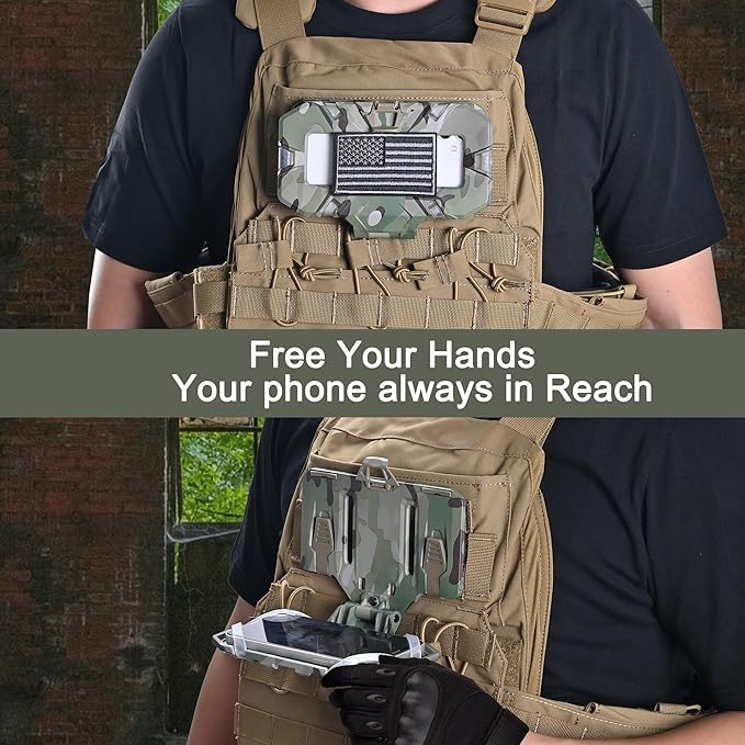 Tactical Plate Carrier Phone Mount, Universal Molle Phone Holder,Tactical Phone Holder Foldable Navigation Board for Tactical Vest Attachments